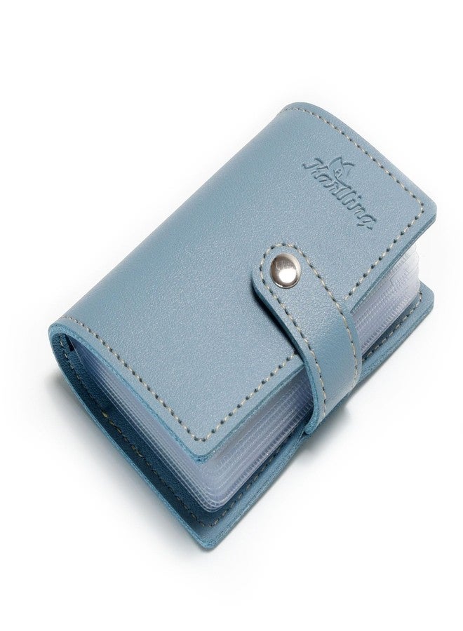 Karlling credit card holder wallet for women/man soft leather business card holder card case organizer bag with 20 card sleeves inside(Blue) - Image 1