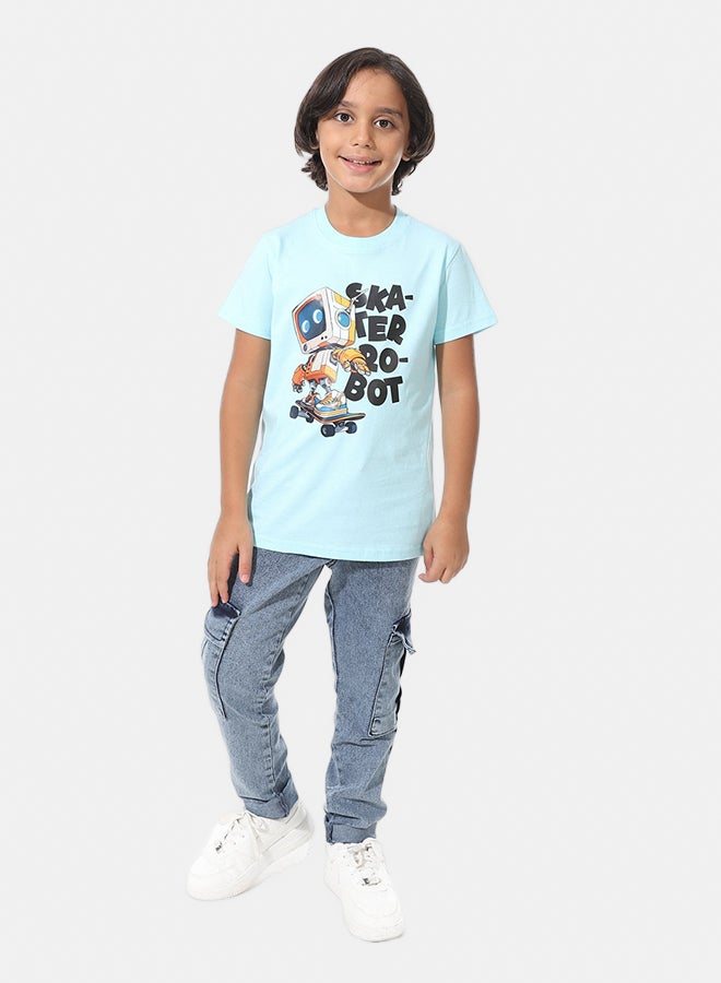 Andora Regular Fit Printed Boys T-Shirt_Aqua - Image 5