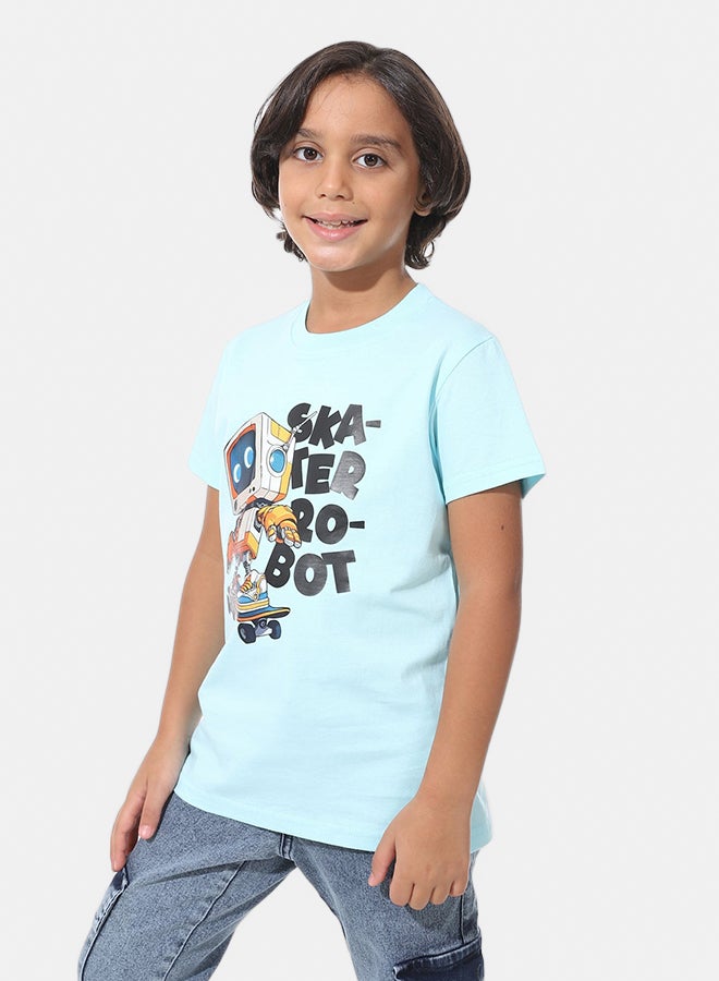 Andora Regular Fit Printed Boys T-Shirt_Aqua - Image 2