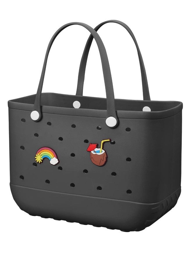 Baonat Beach Bag Rubber Tote Bag - Waterproof Travel Bag for Women Washable Tote Bag Handbag for Sports Beach Market Pool (Large, Black), Black, Large - Image 1