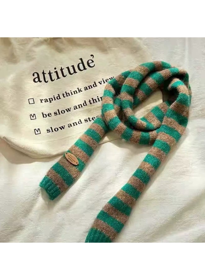 Hip hop fashion Y2k long striped knitted scarf for men and women