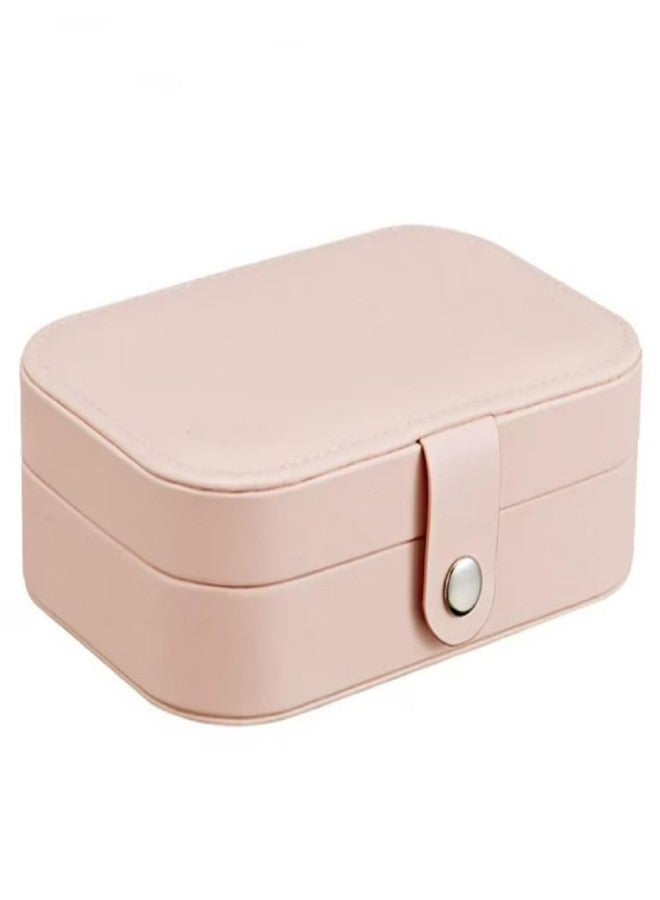 PHILBENT Portable PU Leather Travel Jewelry Box, Small Organizer for Rings, Necklaces, Earrings, Pink - Image 3