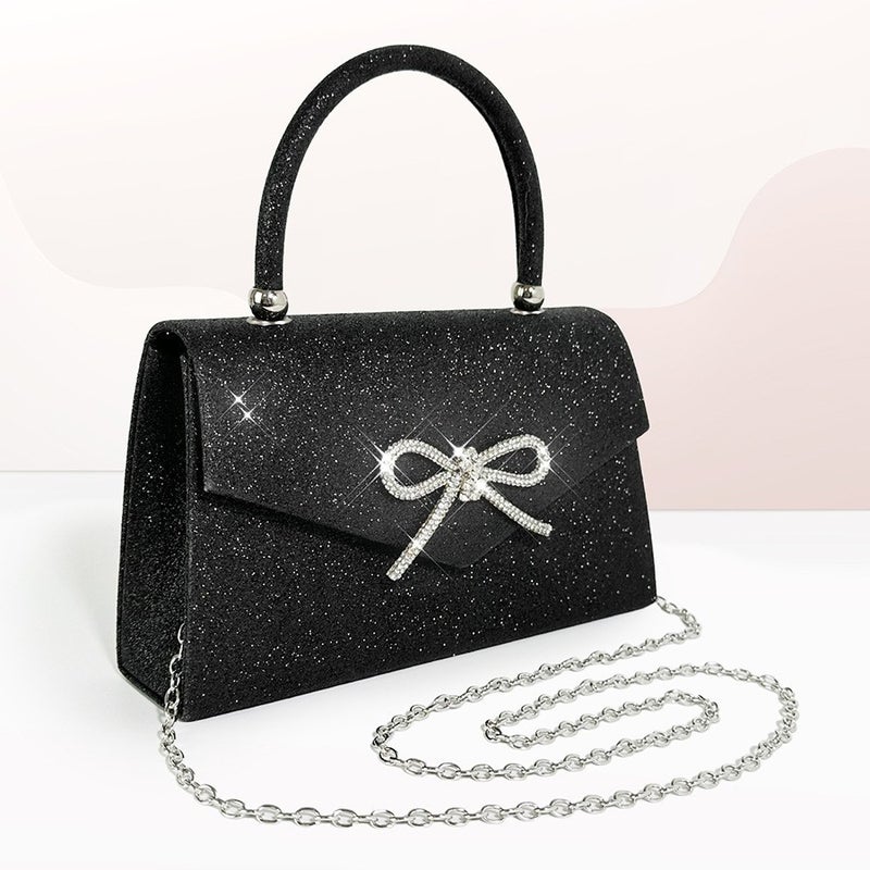 New Diamond-Encrusted Bow Versatile Handbag, Light Luxury Style Niche Bag, Women'S Evening Bag, Large Tote Bag, Chain Bag - Image 3