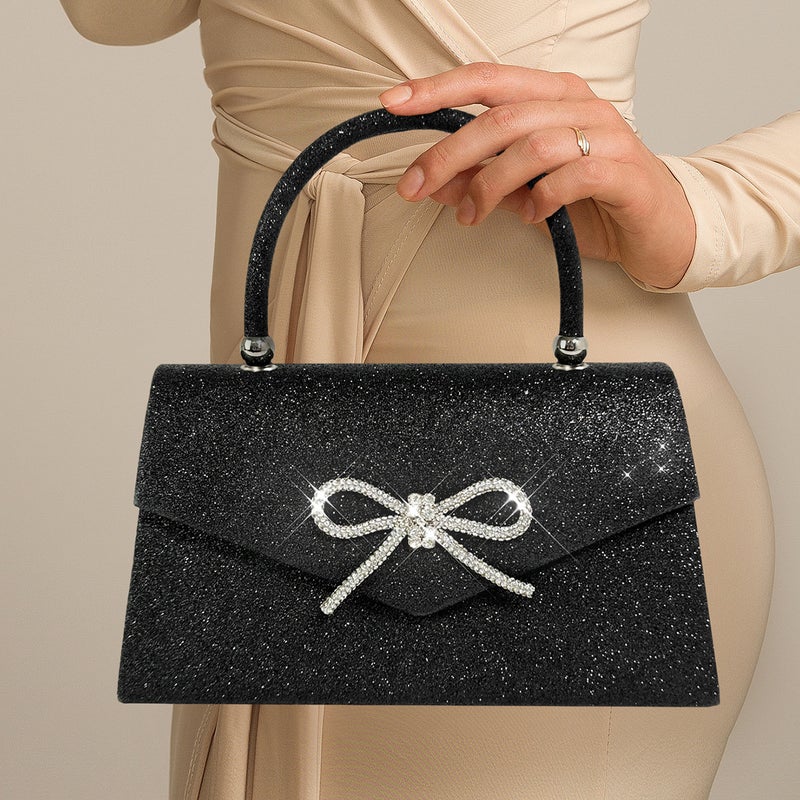 New Diamond-Encrusted Bow Versatile Handbag, Light Luxury Style Niche Bag, Women'S Evening Bag, Large Tote Bag, Chain Bag - Image 2