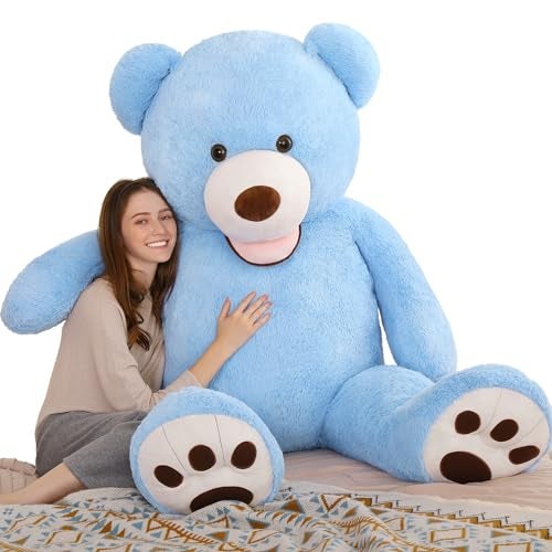 MorisMos Giant Teddy Bear Plush 5ft Life Size Huge Blue Teddy Bears for Boyfriend 5 Foot Large Big Stuffed Animal Gifts for Lover on Valentines Anniversary Birthday - Image 1