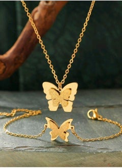 Jewelry For Life Trendy Stainless Steel Gold Plated Jewellery Set For Women  - Image 2