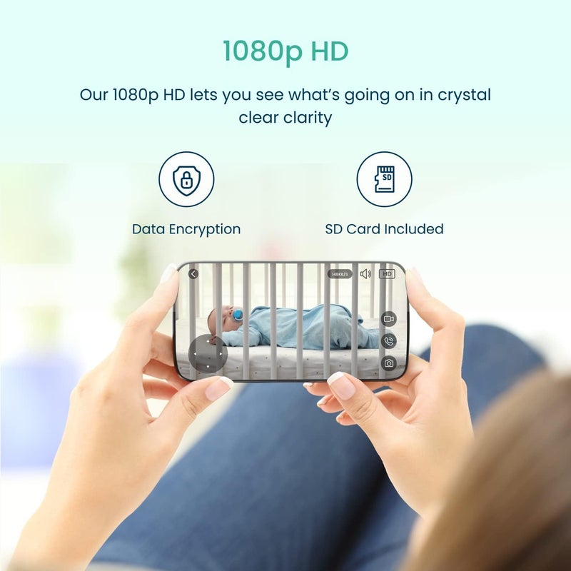 Babysense See Smart WiFi Baby Monitor 1080p Camera HD Night Vision Detect  Track Motion Capture  Record  SD Card Included Free Smart App for iOS  Android  Available in The USA Only - Image 3