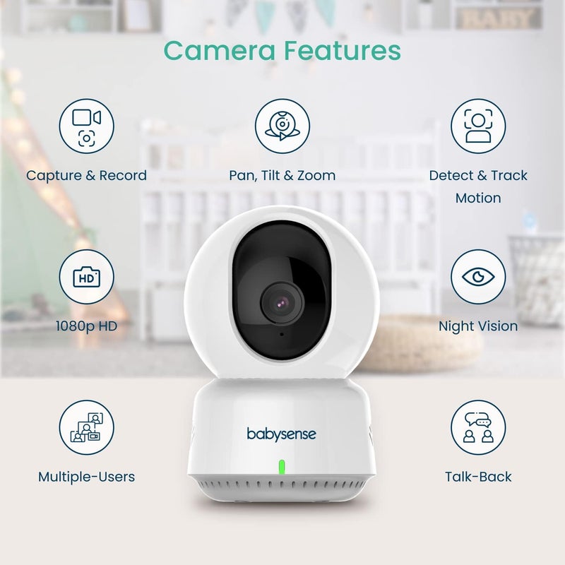 Babysense See Smart WiFi Baby Monitor 1080p Camera HD Night Vision Detect  Track Motion Capture  Record  SD Card Included Free Smart App for iOS  Android  Available in The USA Only - Image 2