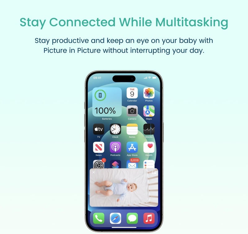 Babysense See Smart WiFi Baby Monitor 1080p Camera HD Night Vision Detect  Track Motion Capture  Record  SD Card Included Free Smart App for iOS  Android  Available in The USA Only - Image 4