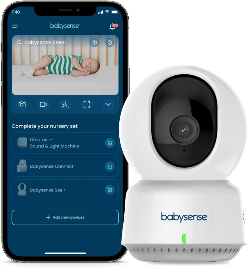 Babysense See Smart WiFi Baby Monitor 1080p Camera HD Night Vision Detect  Track Motion Capture  Record  SD Card Included Free Smart App for iOS  Android  Available in The USA Only - Image 1