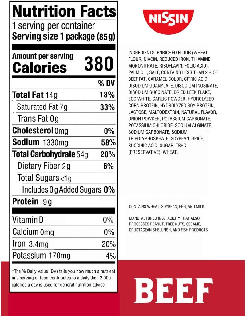 Nissin Top Ramen Noodle Soup, Beef Flavor, 3 Ounce (Pack of 24) - Image 2