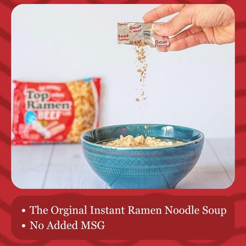 Nissin Top Ramen Noodle Soup, Beef Flavor, 3 Ounce (Pack of 24) - Image 4