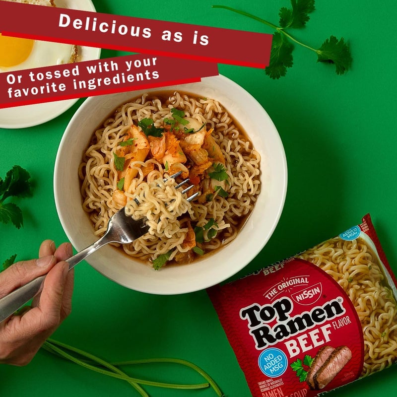 Nissin Top Ramen Noodle Soup, Beef Flavor, 3 Ounce (Pack of 24) - Image 3