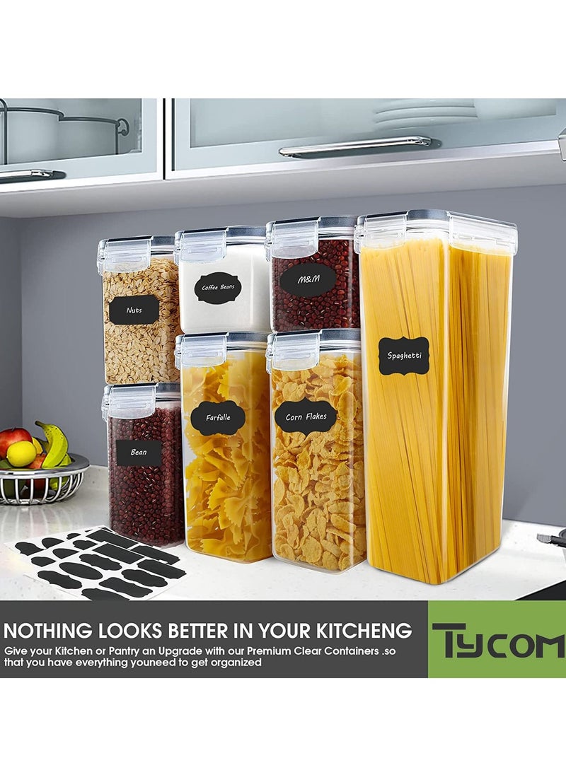 TYCOM Food Storage Containers Cereal & Dry Food Storage Containers Set of 7 with Easy Locking Lids for Kitchen Pantry Organization & Storage  - Image 5