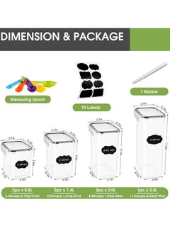 TYCOM Food Storage Containers Cereal & Dry Food Storage Containers Set of 7 with Easy Locking Lids for Kitchen Pantry Organization & Storage  - Image 2