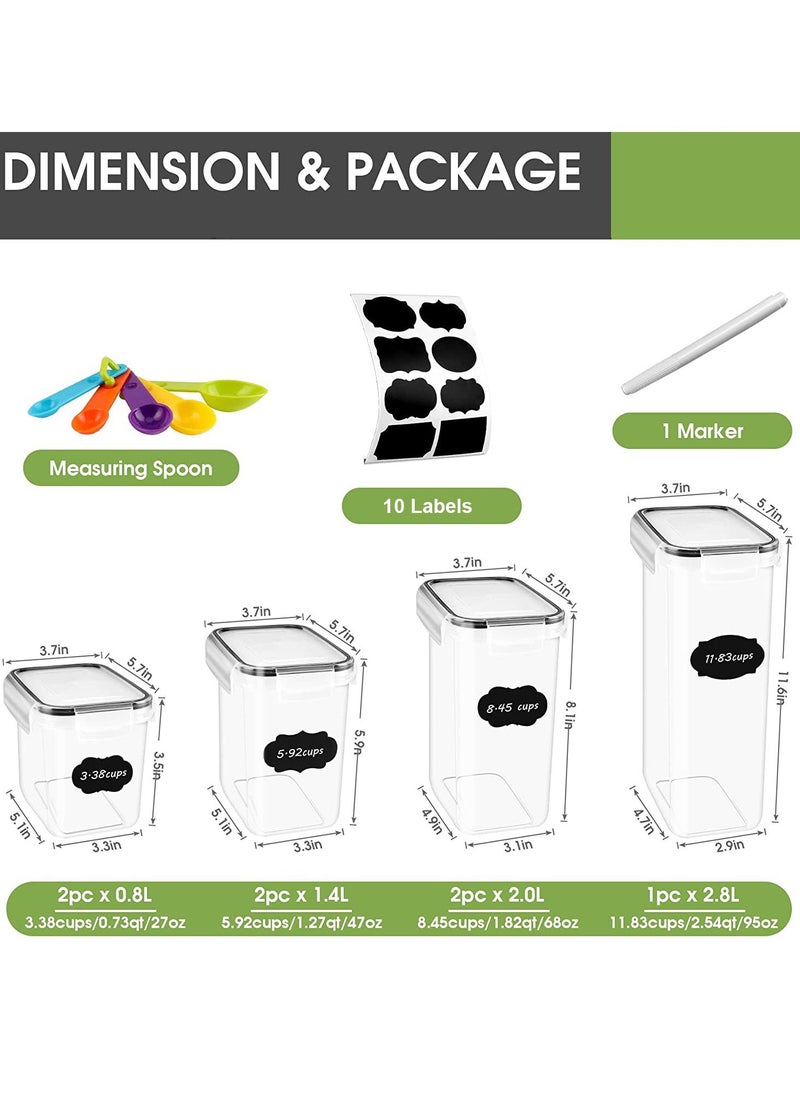 TYCOM Food Storage Containers Cereal & Dry Food Storage Containers Set of 7 with Easy Locking Lids for Kitchen Pantry Organization & Storage  - Image 2
