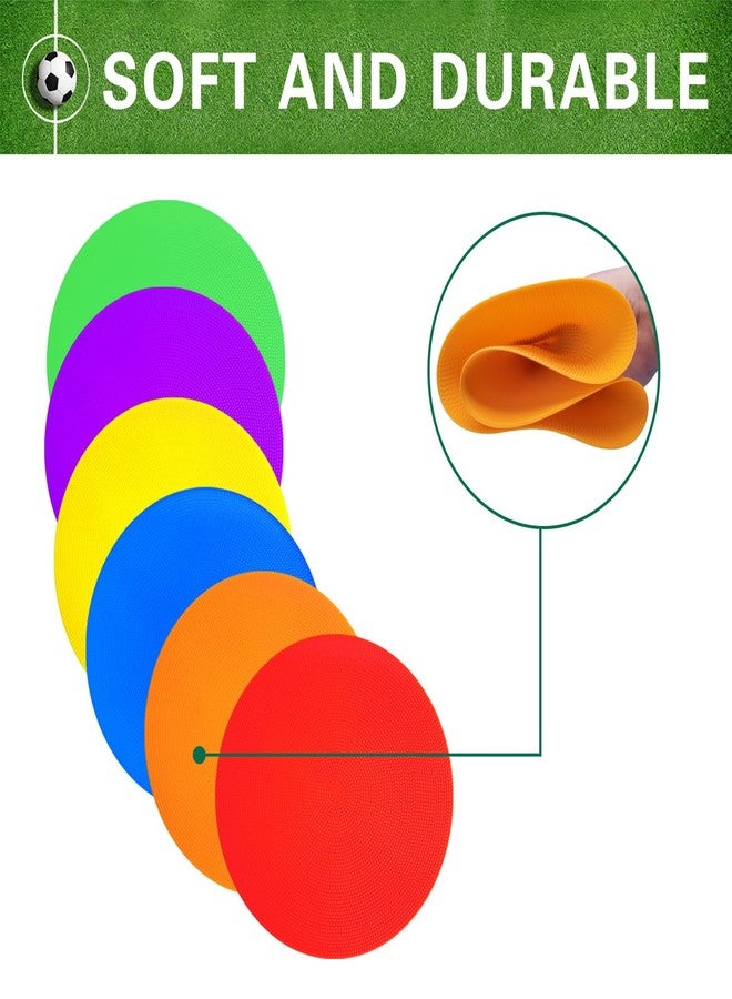 PIKZH 30 Pcs Poly Spot Markers 9 inch Non-Slip Rubber Agility Training Markers Floor Dots Flat Field Cones for Football Basketball Soccer School Exercise Drills Gym Dance Practice 6 Colors - Image 3