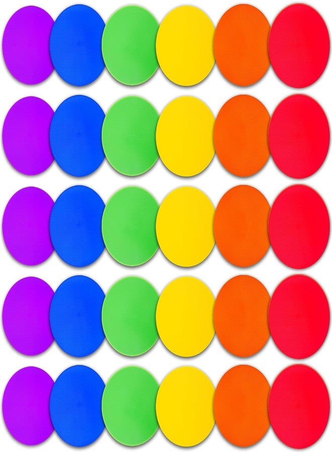 PIKZH 30 Pcs Poly Spot Markers 9 inch Non-Slip Rubber Agility Training Markers Floor Dots Flat Field Cones for Football Basketball Soccer School Exercise Drills Gym Dance Practice 6 Colors - Image 1
