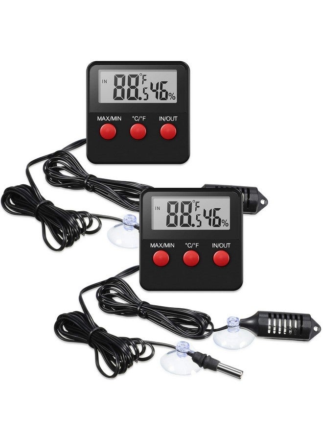 Weewooday 2 Pcs Reptile Thermometer And Humidity Gauge Reptile Terrarium Thermometer Hygrometer With Probes Indoor Outdoor Digital Pet Temperature And Hygrometer Gauge For Reptiles Pet Keeping - Image 1