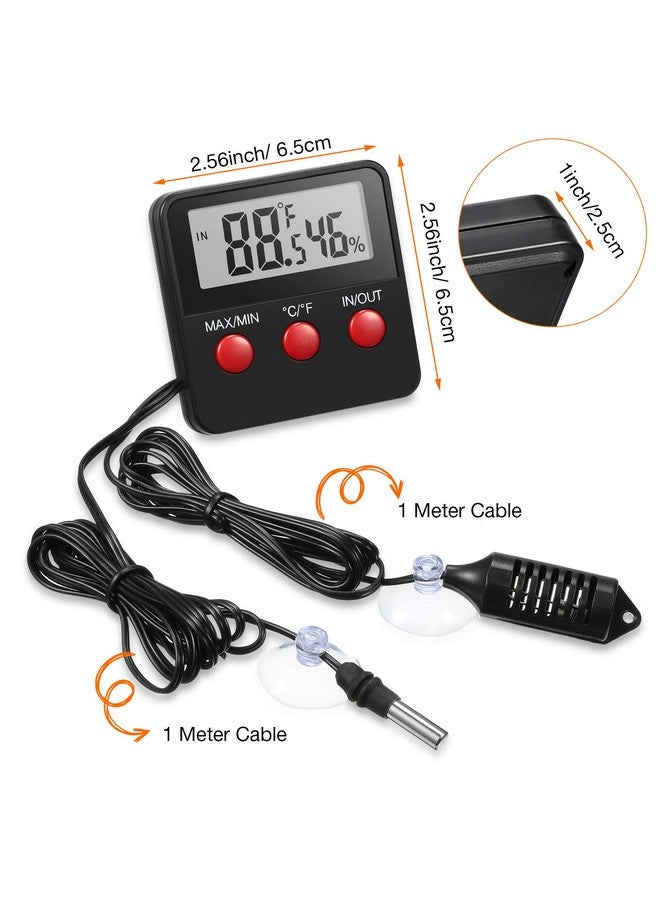 Weewooday 2 Pcs Reptile Thermometer And Humidity Gauge Reptile Terrarium Thermometer Hygrometer With Probes Indoor Outdoor Digital Pet Temperature And Hygrometer Gauge For Reptiles Pet Keeping - Image 2