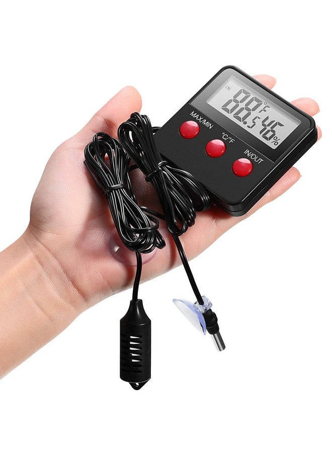 Weewooday 2 Pcs Reptile Thermometer And Humidity Gauge Reptile Terrarium Thermometer Hygrometer With Probes Indoor Outdoor Digital Pet Temperature And Hygrometer Gauge For Reptiles Pet Keeping - Image 4