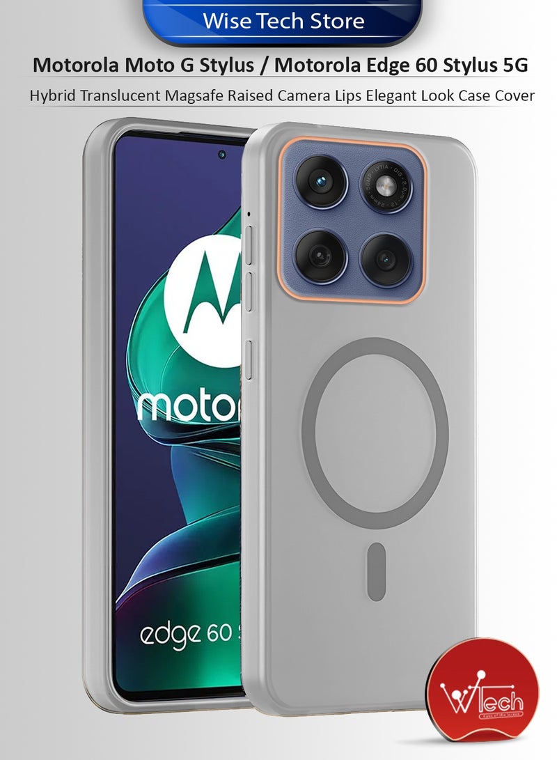 Wtech Motorola Moto G Stylus / Motorola Edge 60 Stylus 5G 2025 Hybrid Translucent Magsafe with Magnetic Charging Raised Camera Lips Elegant Look Case Cover (MCMPMN) - Grey - Image 1