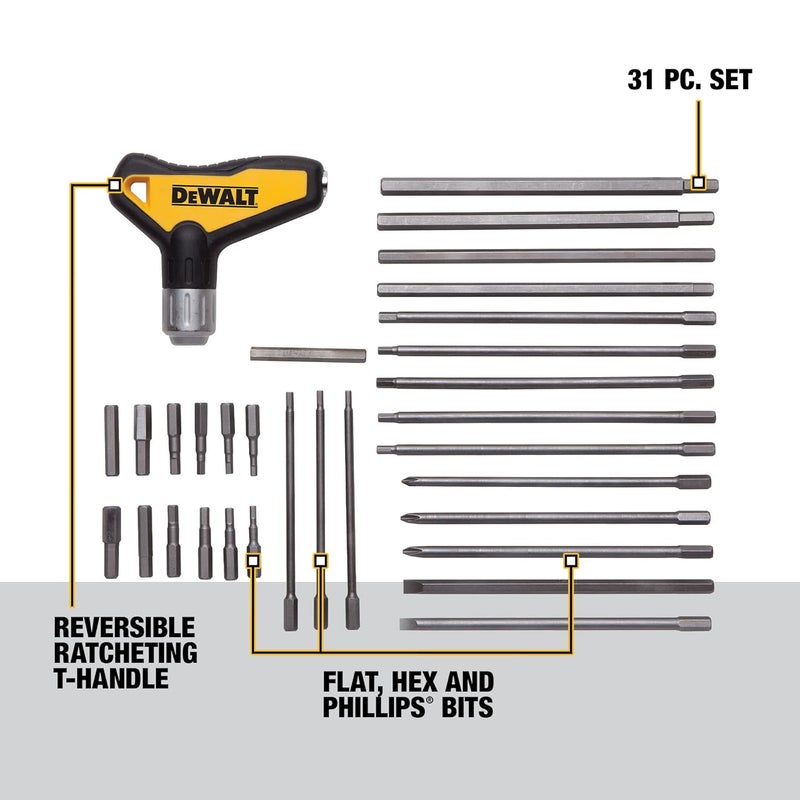 DEWALT DEWALT Hex Key Wrench Set Ratcheting THandle Set 31Piece DWHT70265  - Image 2