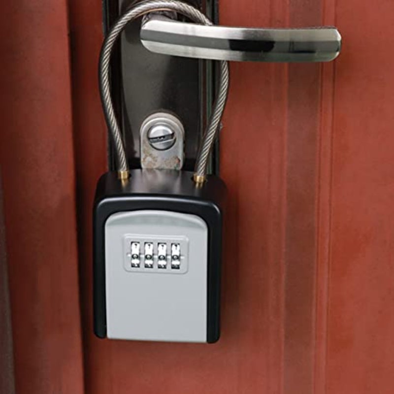 Key Lock Box Portable with Removable Cable Shackle, Indoor Outdoor Waterproof 4 Digit Password Combination with Resettable Code with A B Switch Key Lockbox for Outside Hold Spare Keys for Realtors - Image 5