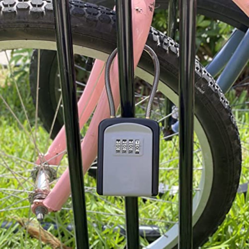 Key Lock Box Portable with Removable Cable Shackle, Indoor Outdoor Waterproof 4 Digit Password Combination with Resettable Code with A B Switch Key Lockbox for Outside Hold Spare Keys for Realtors - Image 3