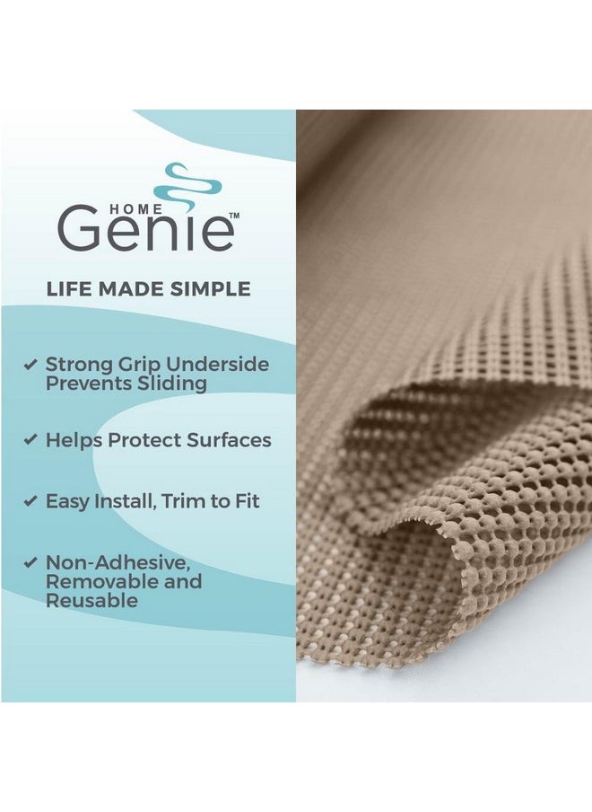 HOME GENIE HOME GENIE Shelf Drawer and Cabinet Liner, Durable with Strong Grip, 12 in x 20 FT, Non Adhesive Liners Protect Kitchen Cabinets and Cupboard, Pantry, Bathroom Drawers and Shelves, Desks, Light Taupe  - Image 1