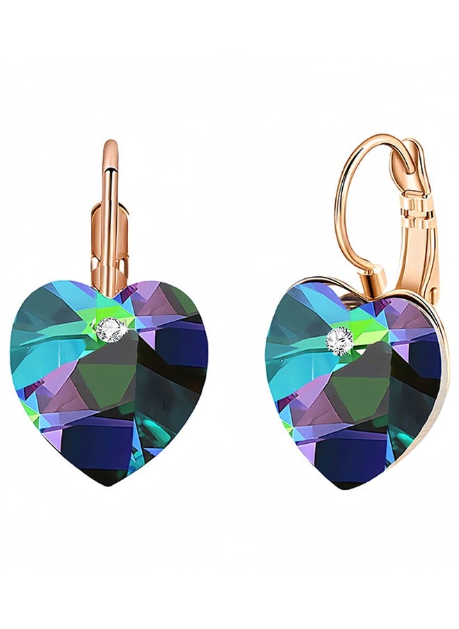 EVEVIC - Austrian Crystal Heart Drop Leverback Earrings for Women 14K Rose Gold Plated Hypoallergenic Jewelry - Image 1
