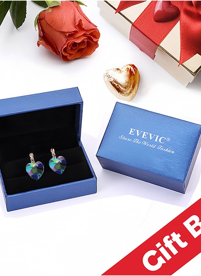 EVEVIC - Austrian Crystal Heart Drop Leverback Earrings for Women 14K Rose Gold Plated Hypoallergenic Jewelry - Image 1