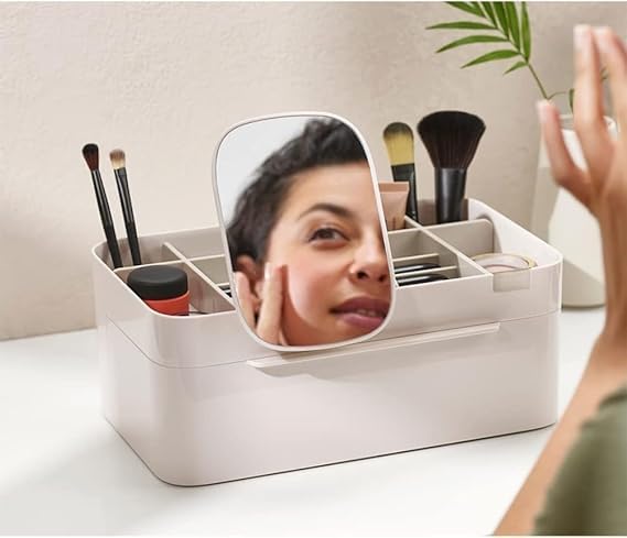 ZURITY Waterproof Beauty Makeup Travel Holder Display Make up Caddy Shelf Storage Box with Drawer Viva Compact Cosmetic Organiser with Drawer Makeup Organizer for Dresser & Bathroom. - Image 4