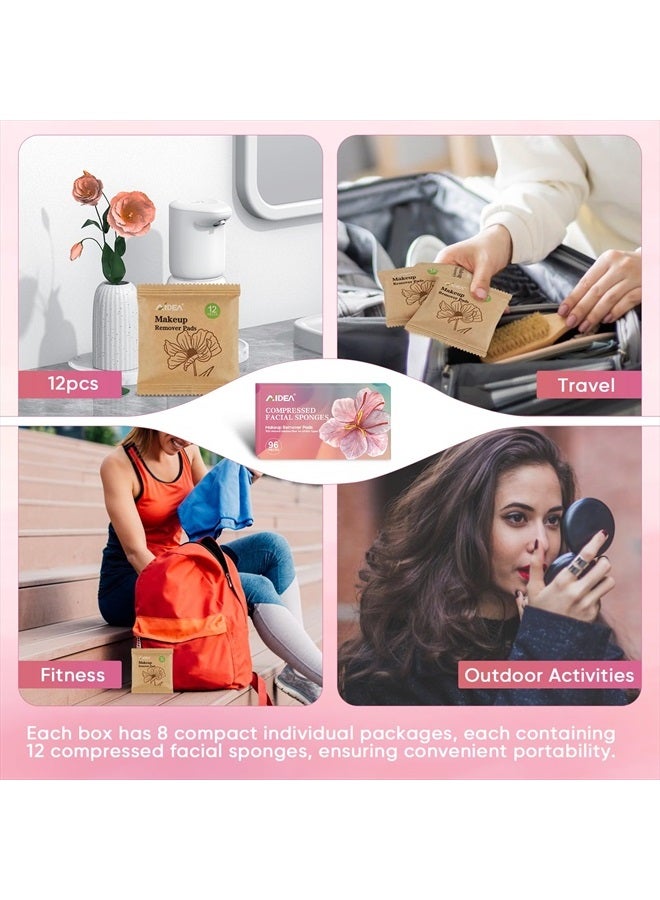 AIDEA 96 قطعة إسفنجات وجه مضغوطة، إسفنجات وجه قابلة للتخلص منها من AIDEA، وسادات تنظيف الوجه، إسفنجات سبا تجميلية من السليلوز الطبيعي 100% لتنظيف الوجه، وسادات تقشير، وسادات إزالة مكياج قابلة لإعادة الاستخدام - Image 5