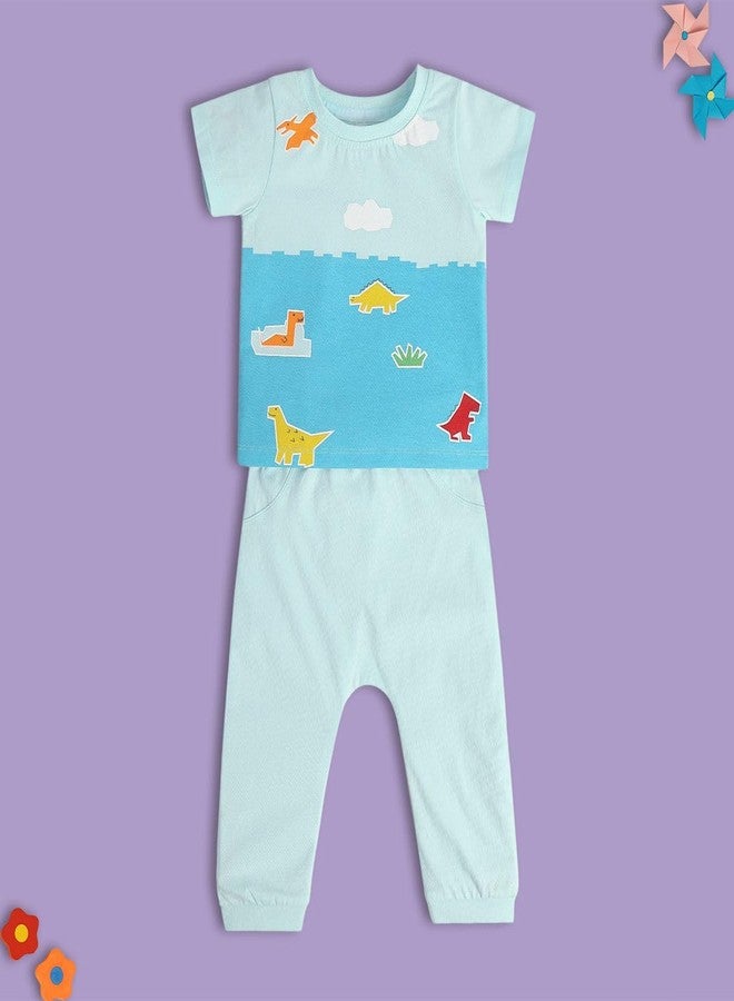 miniklub Cotton Half Sleeve Animal Printed Tee With Short Set - Image 2