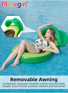 MEBEGIN Avocado Shape Swimming Float with Mesh Bottom and Sun Canopy, Unique Inflatable Pool Float for Adults and Kids, Sturdy Durable Pool Floating Bed, Fun Water Toys, Suitable for Summer Pools, Beaches, Parties and Water Sports, 120*80cm  - Image 4