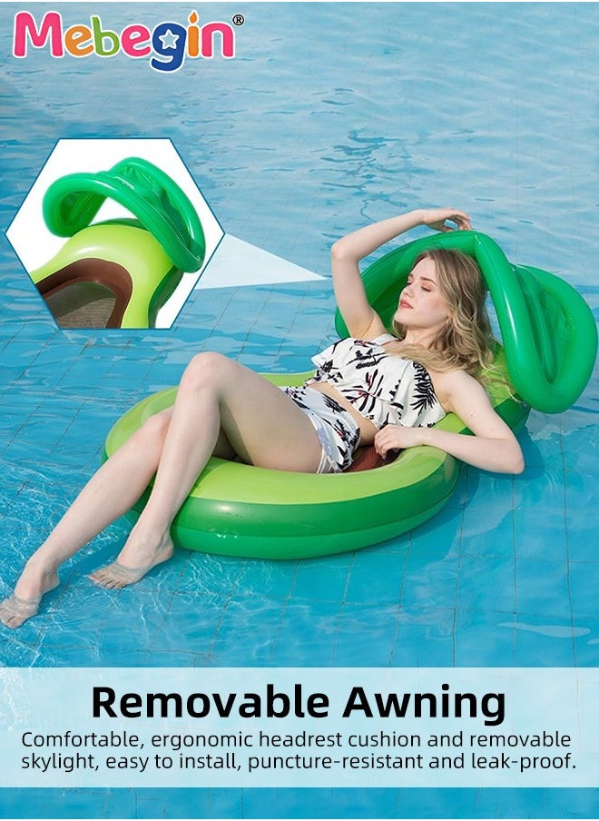 MEBEGIN - Avocado Shape Swimming Float with Mesh Bottom and Sun Canopy, Unique Inflatable Pool Float for Adults and Kids, Sturdy Durable Pool Floating Bed, Fun Water Toys, Suitable for Summer Pools, Beaches, Parties and Water Sports, 120*80cm - Image 1