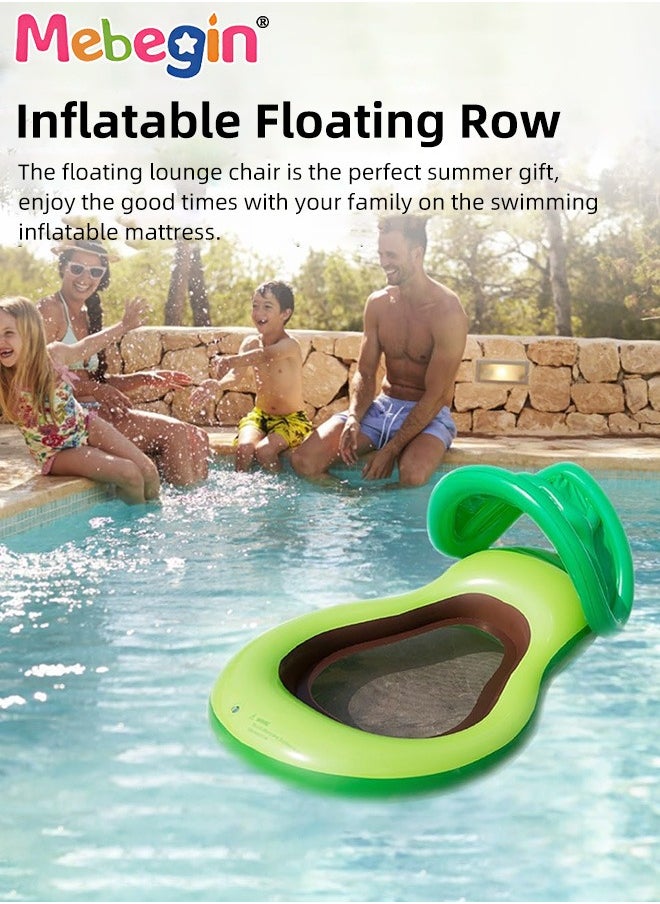 MEBEGIN - Avocado Shape Swimming Float with Mesh Bottom and Sun Canopy, Unique Inflatable Pool Float for Adults and Kids, Sturdy Durable Pool Floating Bed, Fun Water Toys, Suitable for Summer Pools, Beaches, Parties and Water Sports, 120*80cm - Image 1