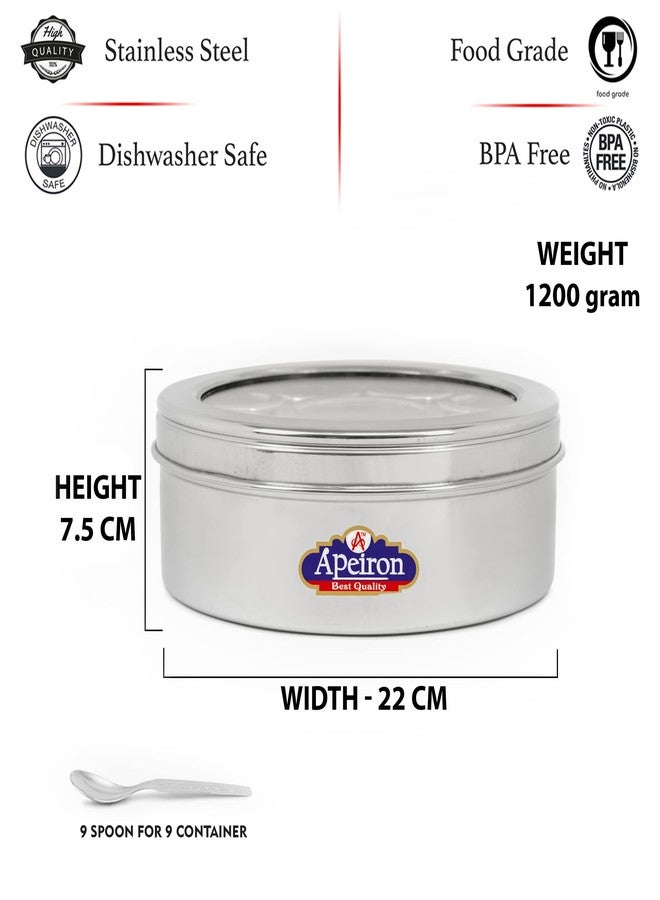 Apeiron Masala Dabba 8 + 1 | 9 containers | 9 Spoon | See through Lid | Spice Container | Spice box |1500ml total capacity - Image 2