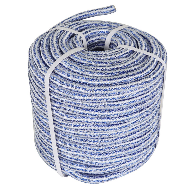 TINVHY 34 Inch x 200 Feet Double Braid Polyester Rope 20000Lbs Breaking Strength Strong Pulling Rope for Tree Work Camping SwingsBlue White