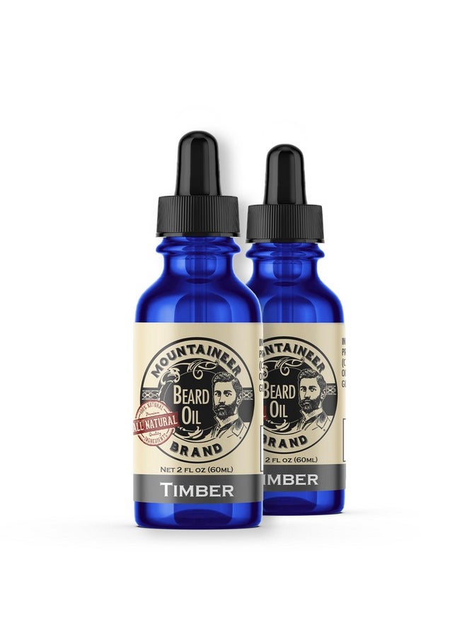 mountaineer brand - Beard Oil Wv Timber Scent 100% Natural Conditioner And Softener For Men Hydrates And Moisturizes For Beard Growth Treats Dry Itchy Beards 2Oz 2 Pack - Image 1