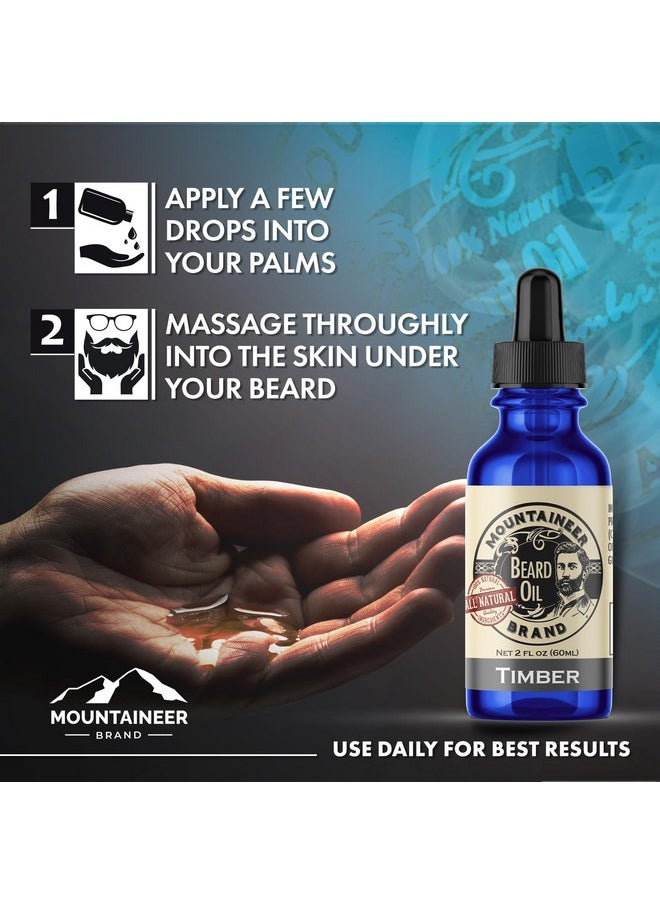 mountaineer brand - Beard Oil Wv Timber Scent 100% Natural Conditioner And Softener For Men Hydrates And Moisturizes For Beard Growth Treats Dry Itchy Beards 2Oz 2 Pack - Image 1