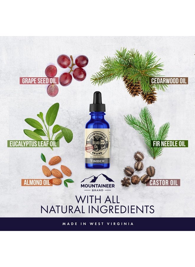 mountaineer brand - Beard Oil Wv Timber Scent 100% Natural Conditioner And Softener For Men Hydrates And Moisturizes For Beard Growth Treats Dry Itchy Beards 2Oz 2 Pack - Image 1
