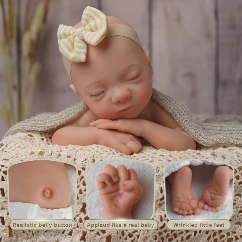 BABESIDE Silicone Baby Doll Lifelike Reborn Baby Dolls - 16 Inch (Weight 4 Lb) Full Platinum Silicone Reborn Baby Doll Slicone Full Body Anatomically Correct Sleeping Baby Girl with Gift Box - Image 2