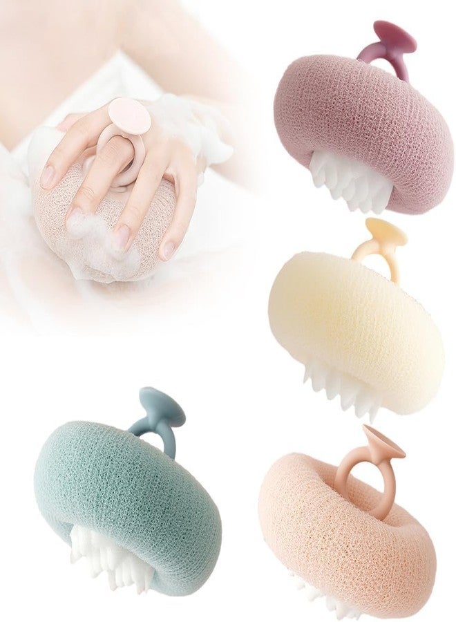 anykill Super Soft Sunflower Suction Cup Bath Ball, 2-in-1 Shower Scrubber Sponge for Body, Upgraded Sponge Mesh Pouf Bath Ball, Magic Exfoliating Bath Sponge Shower Ball for Women Men Shower (Colorful-4) - Image 1