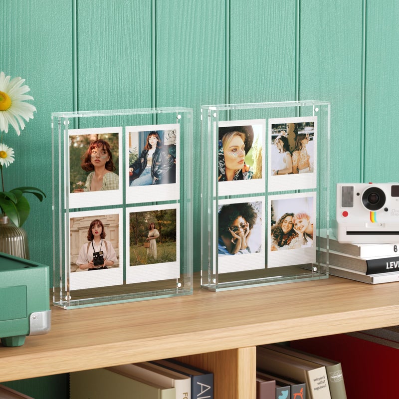 WINKINE Wall Polaroid Frame for i-Type/600/SX-70 Films, Photo Collage Frame 8" x 10.2", Tabletop Acrylic Instant-Print Picture Frames for Photos, Floating Pressed Flower Art Display - Image 4
