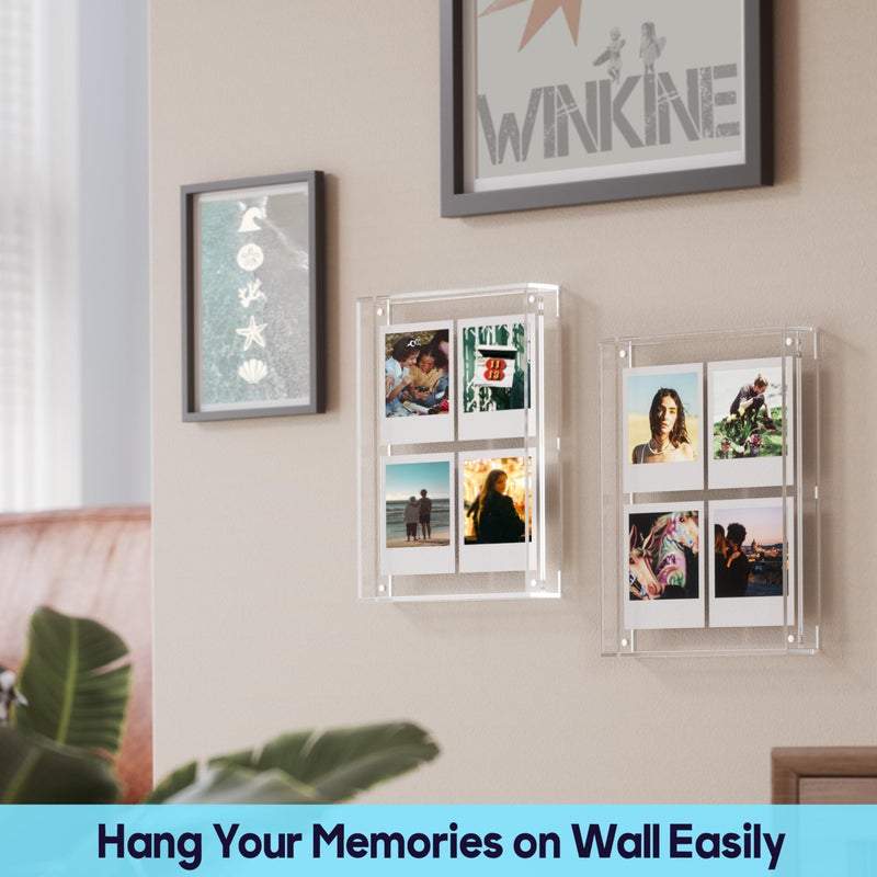 WINKINE Wall Polaroid Frame for i-Type/600/SX-70 Films, Photo Collage Frame 8" x 10.2", Tabletop Acrylic Instant-Print Picture Frames for Photos, Floating Pressed Flower Art Display - Image 3