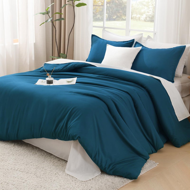 Litanika Teal Comforter Queen Size 3 Pieces Turquoise Lightweight Solid Bedding Comforter Set All Season Fluffy Bed Set 90x90In Comforter  2 Pillowcases