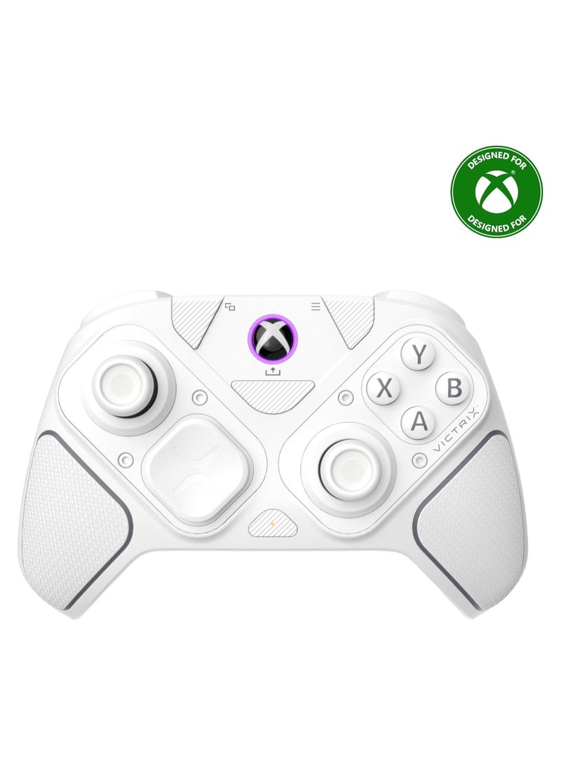 Victrix Pro BFG Reloaded Wireless Gaming Controller Licensed for Xbox Series X|S, Xbox One & PC, Bluetooth, Fightpad Module, Hall-Effect Sticks/Triggers, Customizable Controls - White
