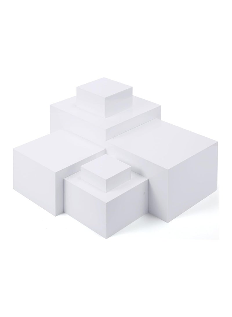 TPGP 6 Pack Acrylic Risers for Display Acrylic Cube Boxes Acrylic Risers Display Stands with Hollow Bottoms Acrylic Decorative Stand for Jewelry Display Candy Table Decor 6 Sizes (White) - Image 1